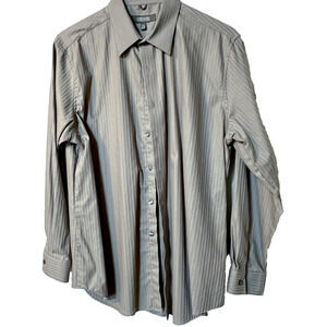 Kenneth Cole Reaction Slim Fit Size 16 32/33 Long Sleeve Stripe Button Shirt